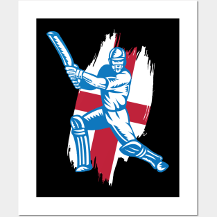 England Cricket Player Batsman Design Posters and Art